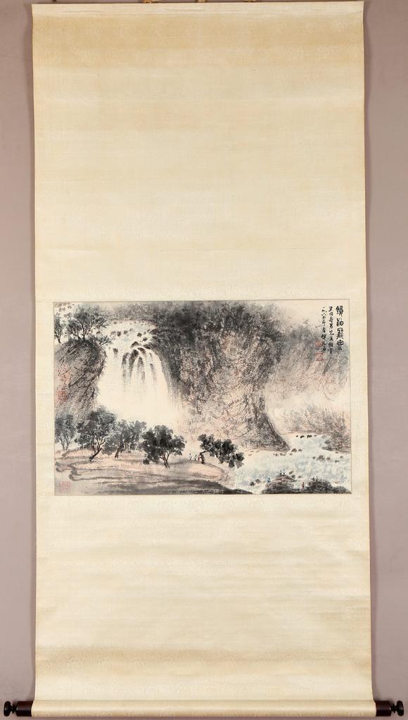 東京銀座（古美術(shù)宋磁）傅抱石  黑田上款  鏡泊飛泉