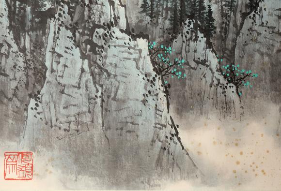 東京銀座（古美術(shù)宋磁）白雪石  黑田上款  江山如畫