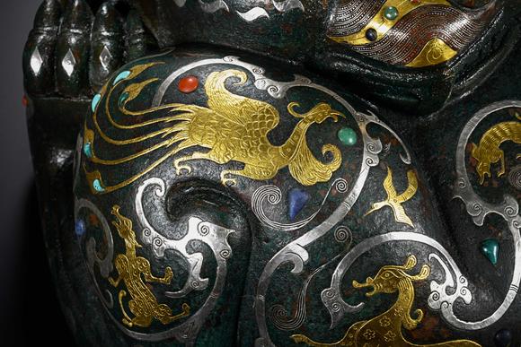 日本東競(jìng)株式會(huì)社明以前 銅錯(cuò)金銀鑲嵌獸