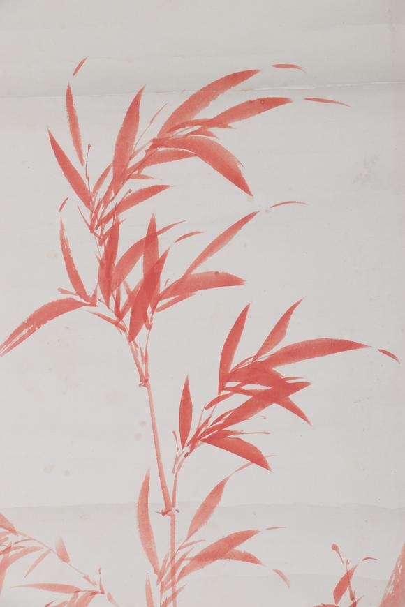 東京新日本溥儒（1896-1963）　紅竹　紙本鏡心