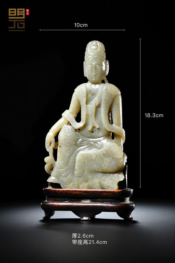 北京明石拍賣有限公司明 白玉水月觀音坐像