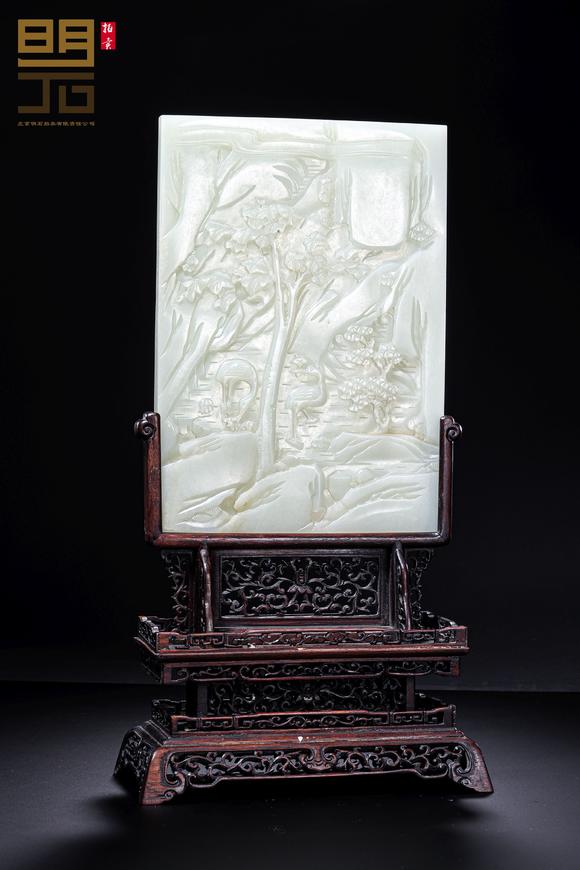 北京明石拍賣(mài)有限公司清乾隆 白玉八仙祝壽圖插屏一對(duì)