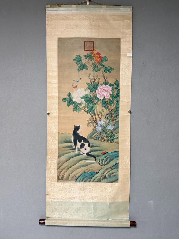 東京新日本徐揚（清）郎世寧（1688-1766）　花鳥　絹本立軸