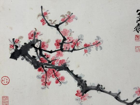 東京新日本張大千（1899-1983）　梅花　紙本鏡片