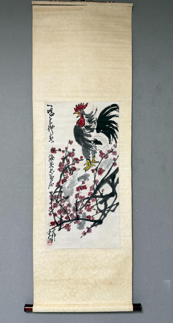 東京新日本陳大羽（1912-2001）　大吉圖　紙本立軸