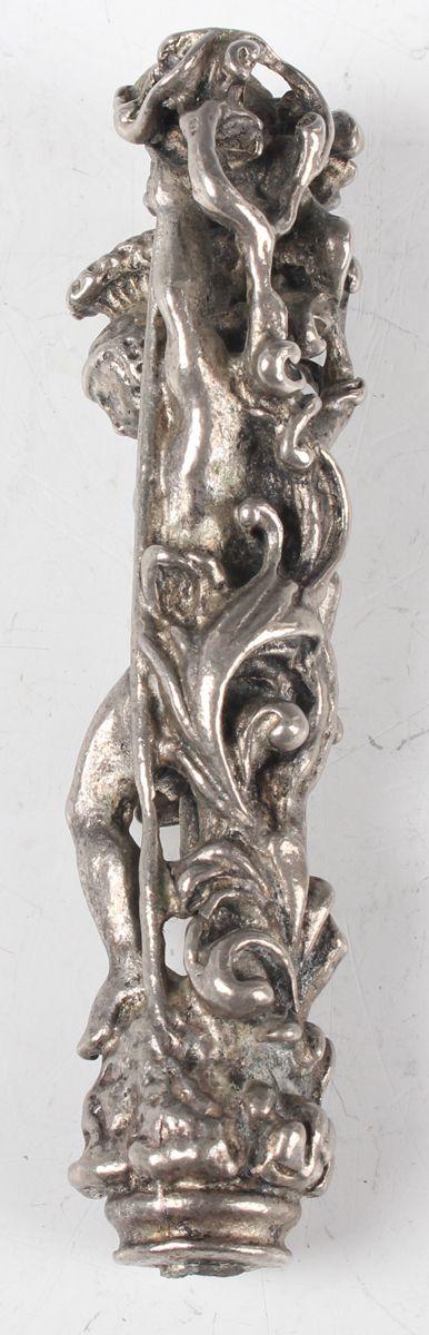 TooveysA 19th century Continental silver plated desk seal handle, cast in t