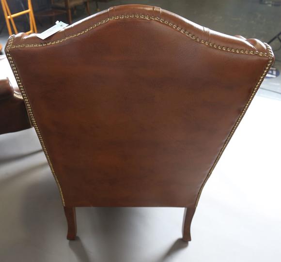 TooveysA pair of late 20th century George III style wing back armchairs, up