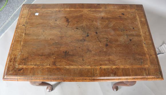 TooveysA George I walnut side table with feather and crossbanded borders, f