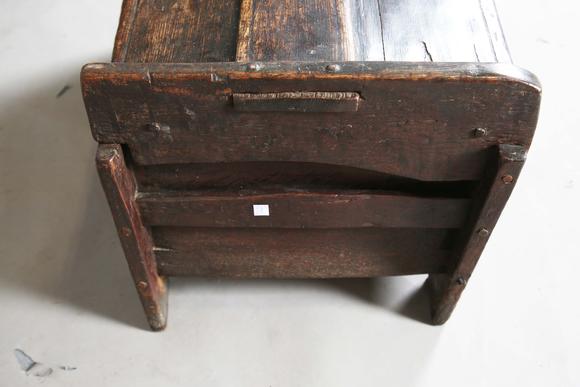TooveysA rare 16th century boarded oak clamp-front ark or meal chest, the d