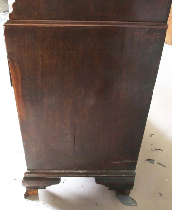 TooveysA George III mahogany secrétaire chest-on-chest, fitted with nine oa