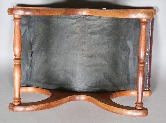 TooveysA 20th century mahogany ‘X’ framed stool, upholstered in buttoned