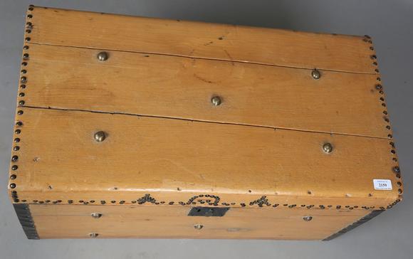 TooveysA 19th century pine and brass studded trunk, height 39cm, width 76cm