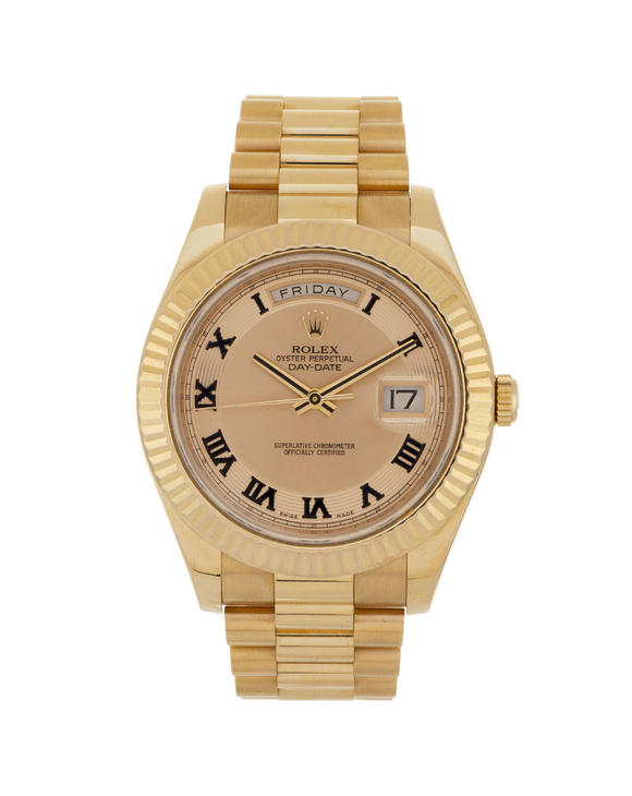 Piguet - H?tel des VentesRolex, Day-Date, réf. 218235/2415, montre-bracelet en or rose 750, circa 2008
