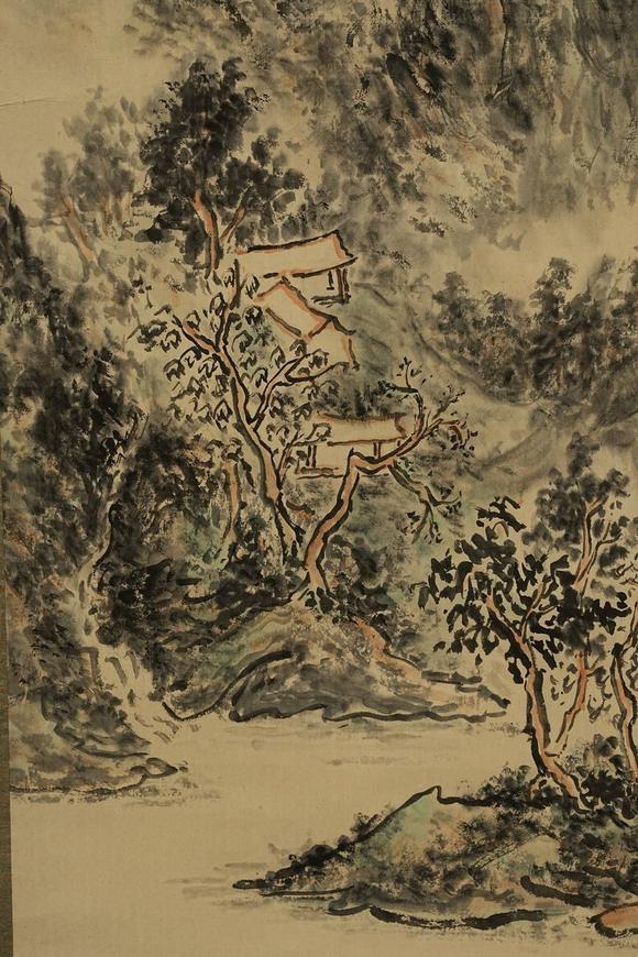 京都祇園會(huì)拍賣(mài)黃賓虹 山水圖 紙本掛軸 日本桐箱附