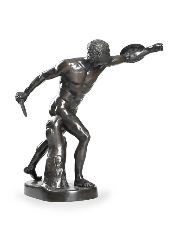 DreweattsAFTER THE ANTIQUE, A LARGE BRONZE FIGURE OF THE BORGHESE GLADIATOR, 19TH CENTURY