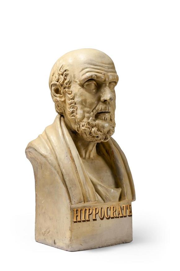 DreweattsA SET OF FOUR LARGE TERRACOTTA LIBRARY BUSTS OF HIPPOCRATES, HOMER, VIRGIL AND CICERO