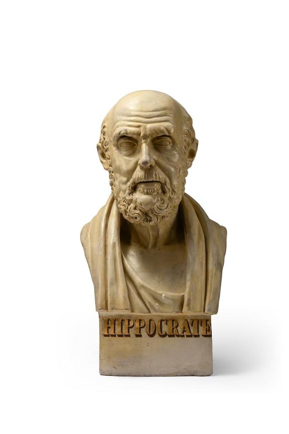 DreweattsA SET OF FOUR LARGE TERRACOTTA LIBRARY BUSTS OF HIPPOCRATES, HOMER, VIRGIL AND CICERO