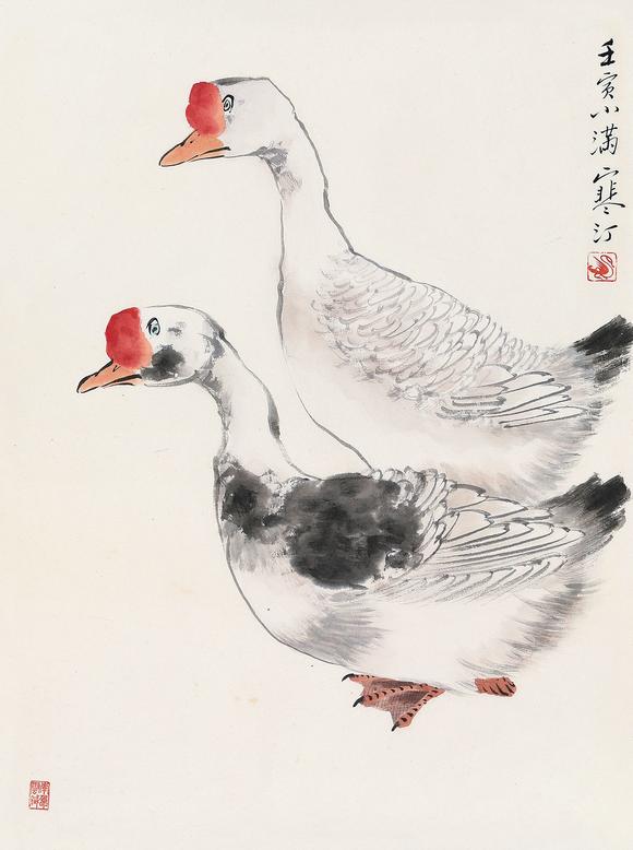 上海工美江寒汀 雙鵝