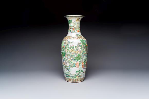 Rob Michiels AuctionsA large Chinese famille verte vase with figures in a garden, 19th C.