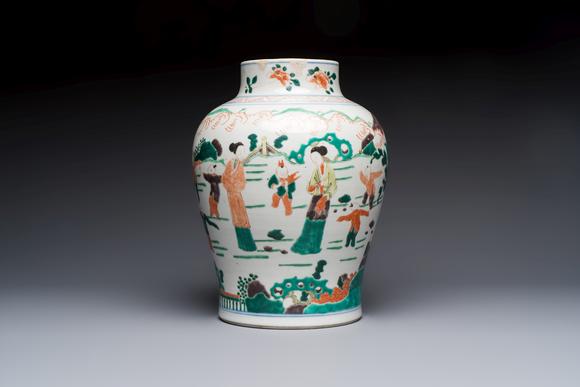 Rob Michiels AuctionsA Chinese famille verte 'Elegant Beauties and Playing Boys' vase, 19th C.