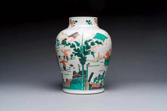 Rob Michiels AuctionsA Chinese famille verte 'Elegant Beauties and Playing Boys' vase, 19th C.