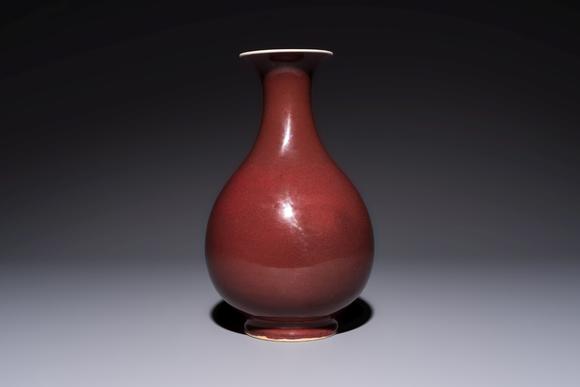 Rob Michiels AuctionsA Chinese copper-red-glazed 'Yuhuchunping' vase, Qianlong mark and of the period