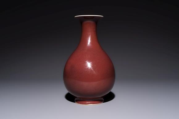 Rob Michiels AuctionsA Chinese copper-red-glazed 'Yuhuchunping' vase, Qianlong mark and of the period