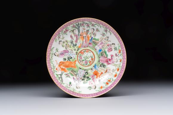 Rob Michiels AuctionsA Chinese Canton famille rose cup and saucer with figures in a garden, 19th C.