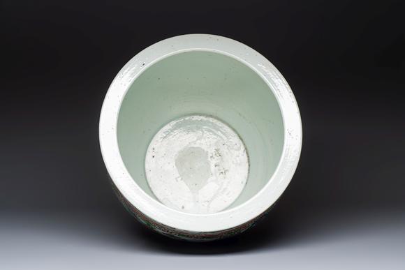 Rob Michiels AuctionsA Chinese famille verte 'Zhu Lin Qi Xian 竹林七賢' and 'Xi Xiang Ji' fish bowl or jardinière, 19th C.