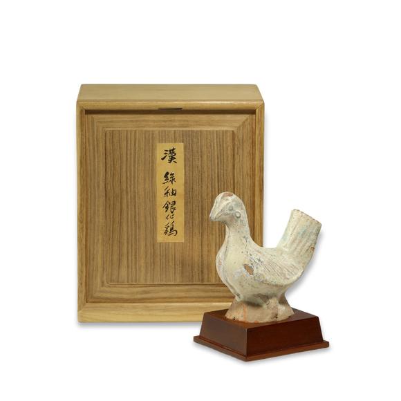 東京銀座（古美術(shù)宋磁）漢 綠釉銀化雞擺件
