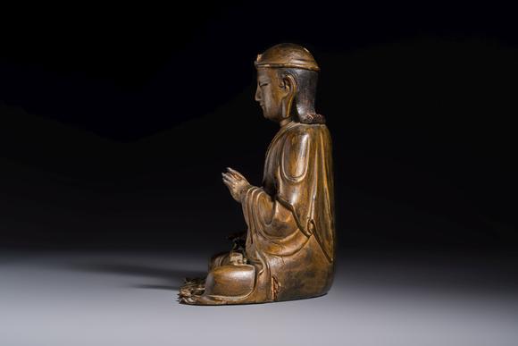 Rob Michiels AuctionsA Chinese gilt-lacquered wooden seated Bodhisattva, Ming