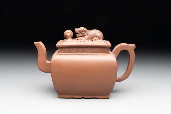 Rob Michiels AuctionsA Chinese Yixing stoneware 'lion and brocade ball' teapot and cover, 19/20th C.