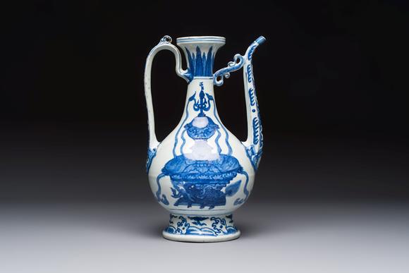 Rob Michiels AuctionsA Chinese blue and white 'Magic Fountain' ewer, heaven ? mark, Jiajing
