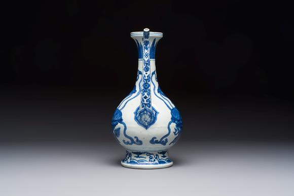 Rob Michiels AuctionsA Chinese blue and white 'Magic Fountain' ewer, heaven ? mark, Jiajing