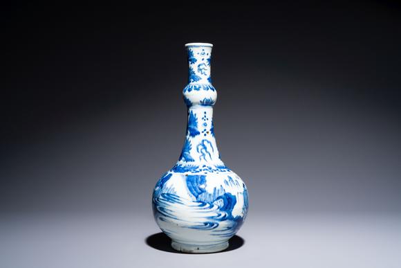 Rob Michiels AuctionsA rare Chinese blue and white bottle vase with narrative design, Transitional period