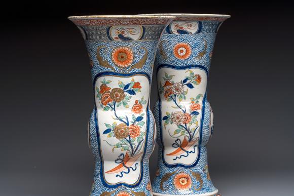 Rob Michiels AuctionsAn exceptional polychrome Dutch Delft five-piece garniture in Chinese Kangxi style, first quarter 18th C.