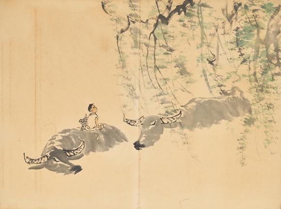 東京中央李可染（1907-1989） 款 牡牛冊頁