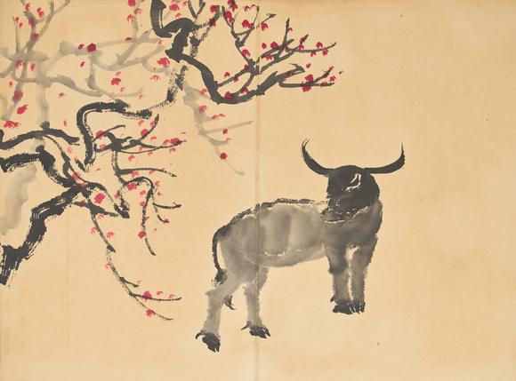東京中央李可染（1907-1989） 款 牡牛冊頁