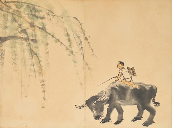 東京中央李可染（1907-1989） 款 牡牛冊(cè)頁(yè)