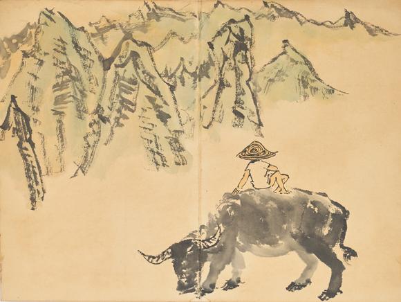 東京中央李可染（1907-1989） 款 牡牛冊(cè)頁(yè)
