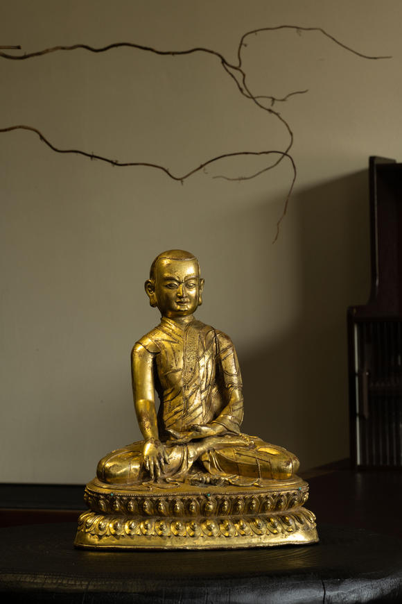 允臧齋明  丹薩替寺風(fēng)格 銅鎏金止貢巴上師像