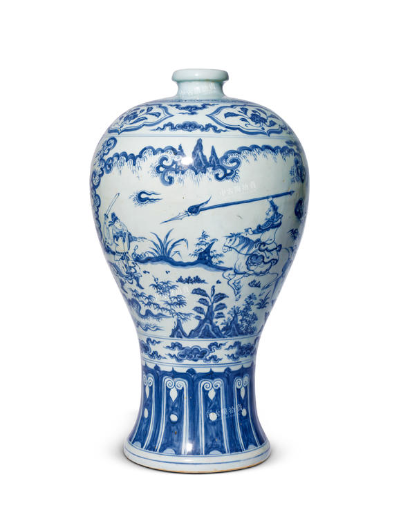 中古陶明空白期 正統(tǒng)朝青花雙故事紋梅瓶