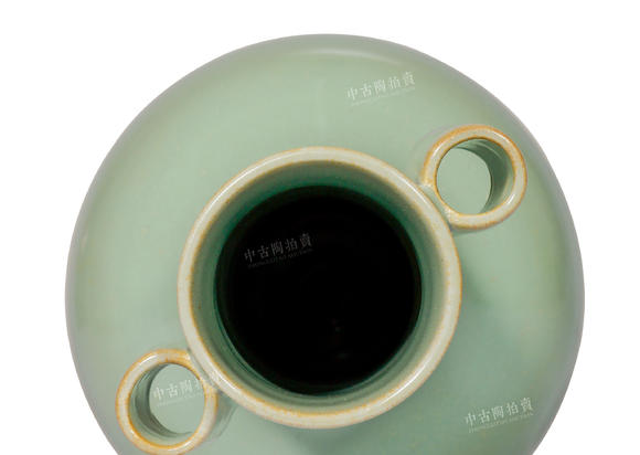 中古陶明 龍泉粉青釉貫耳瓶