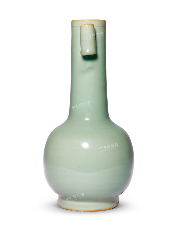 中古陶明 龍泉粉青釉貫耳瓶