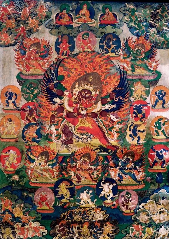 中古陶18～19世紀 寧瑪派 嘿茹嘎本尊唐卡