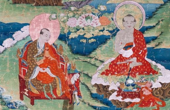 中古陶18世紀 羅漢唐卡兩幅