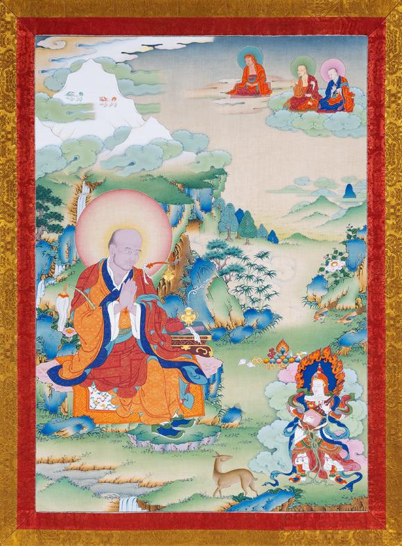 中古陶當(dāng)代 十八羅漢與四大天王唐卡一套五幅