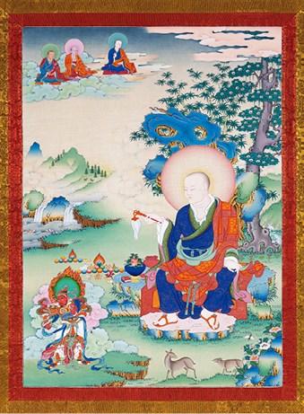 中古陶當(dāng)代 十八羅漢與四大天王唐卡一套五幅