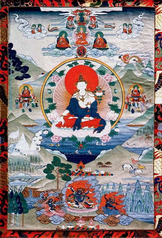 中古陶18世紀(jì) 白文殊師利唐卡