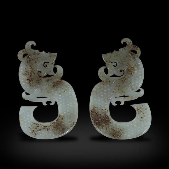 春和美術(shù)漢代   白玉龍紋佩一對